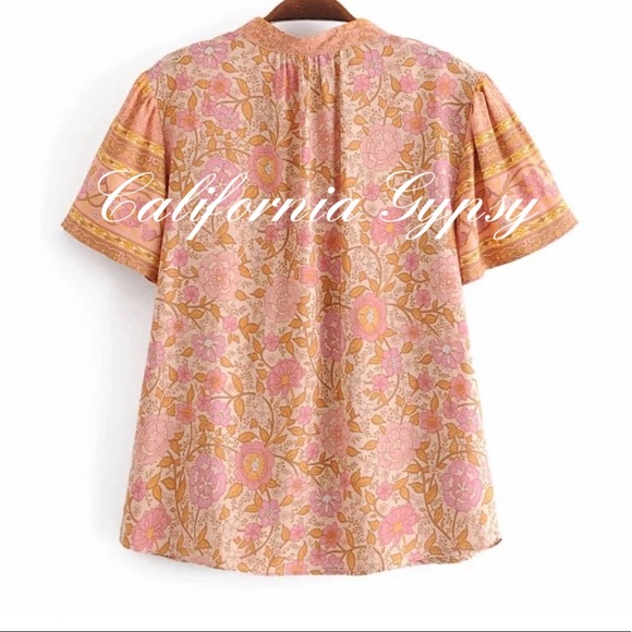 Gypsy Boho Vintage Floral Blouse - Picture 9 of 14